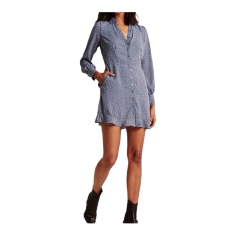 Abercrombie and Fitch Blue Floral Button-Up Dress